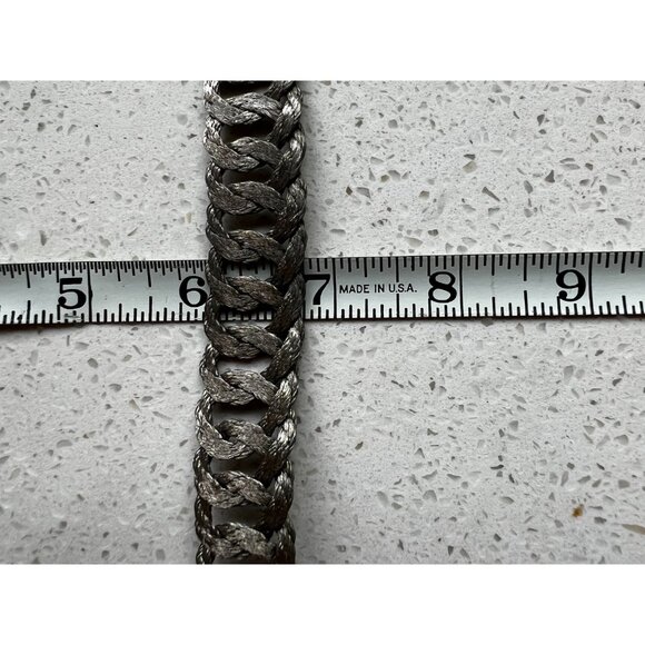 Braided Stainless Steel Necklace Plaited Vintage Wide Choker 17” Plaited - Picture 5 of 6